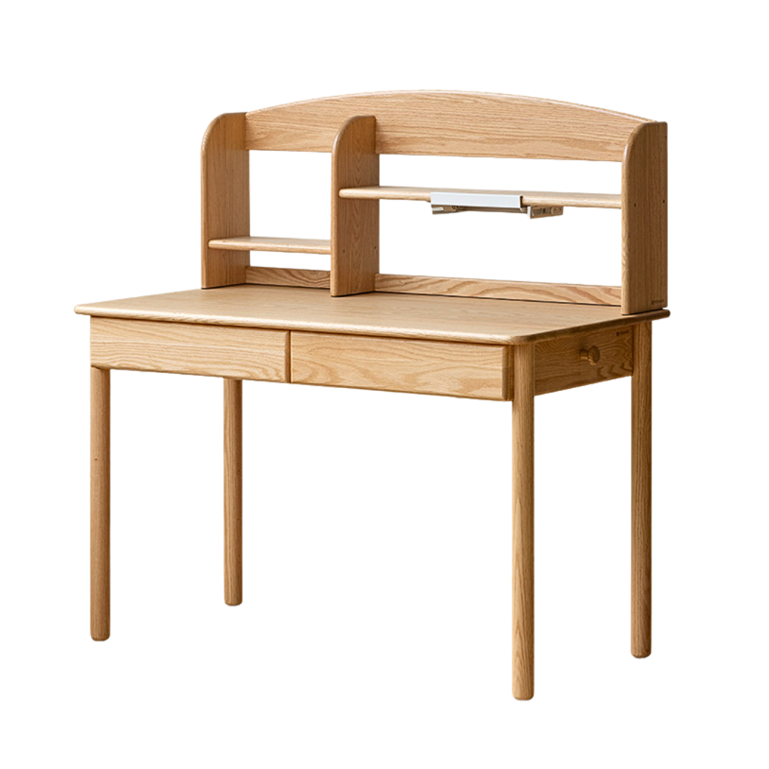 Oak solid wood children's study desk bookshelf integrated