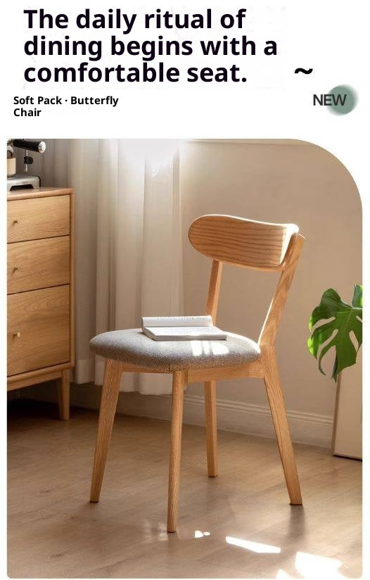 4 pcs -Oak Solid Wood Backrest Dining Chair