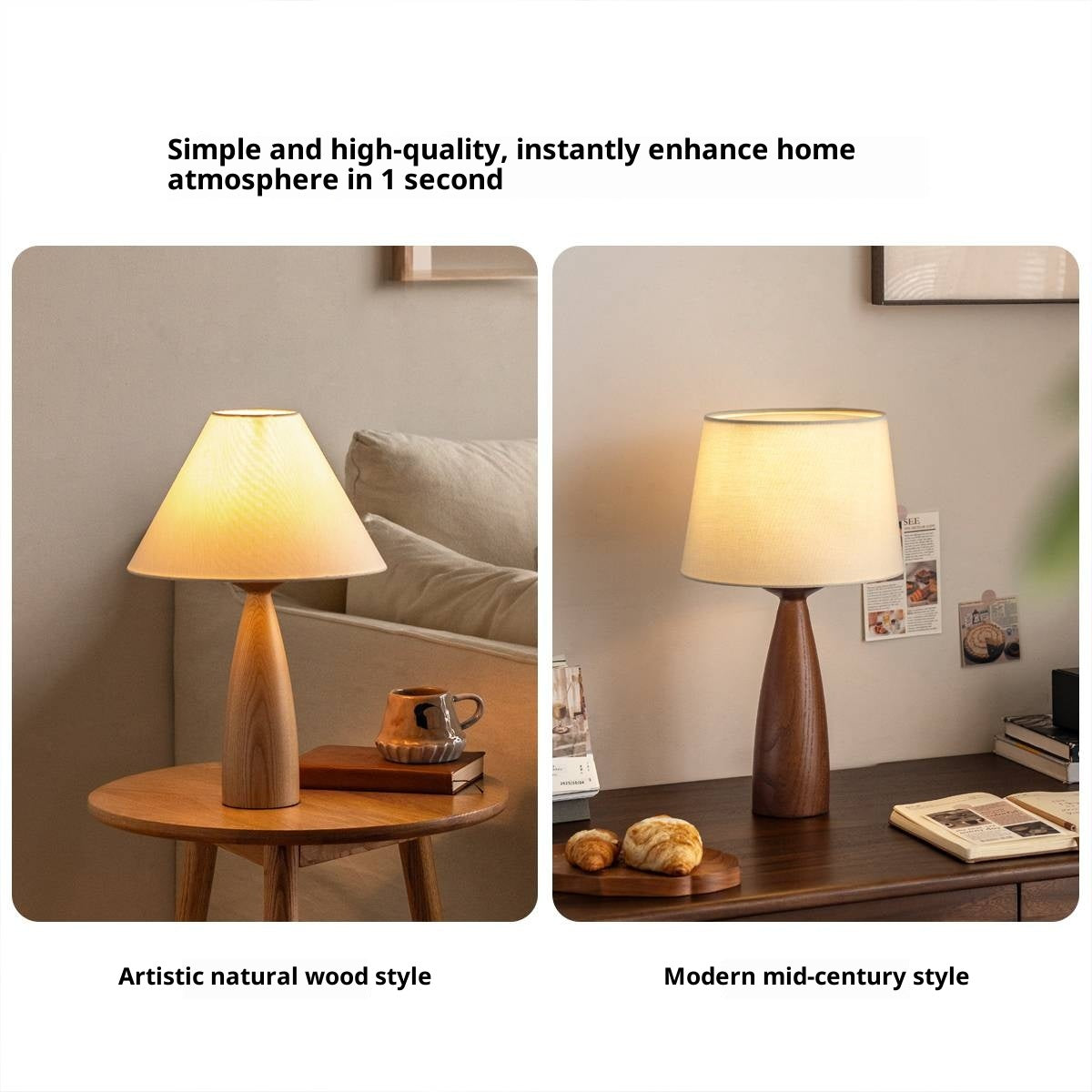 Ash Solid Wood Vintage Style Desk Lamp