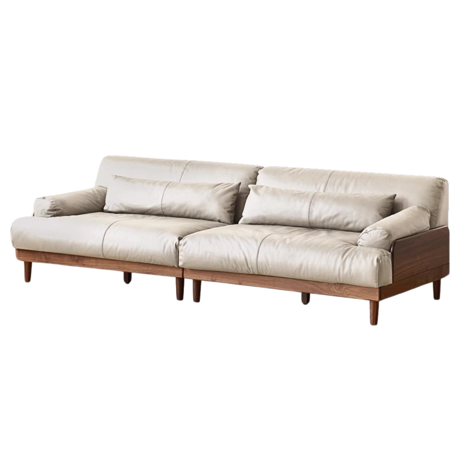 Black walnut solid wood leather down sofa