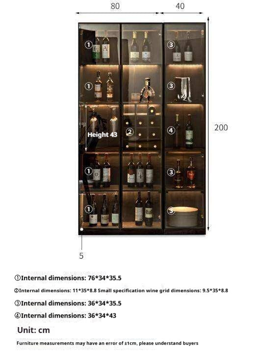 Solid RubberWood Glass Door Display Wine Cabinet