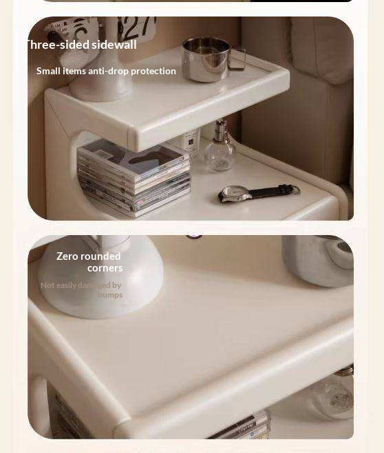 Solid RubberWood Movable Cream Style Nightstand With Light
