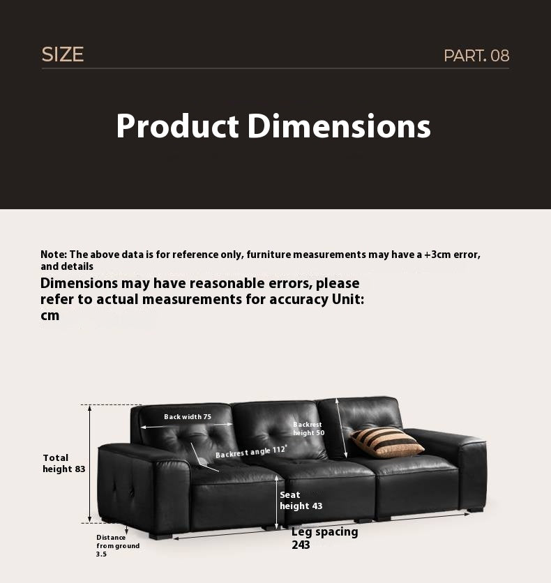 Light Luxury Black Diamond Straight Sofa