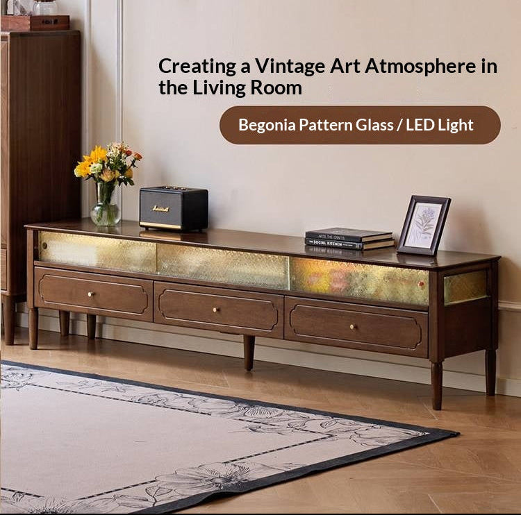 Solid Rubberwood Scandinavian TV Stand