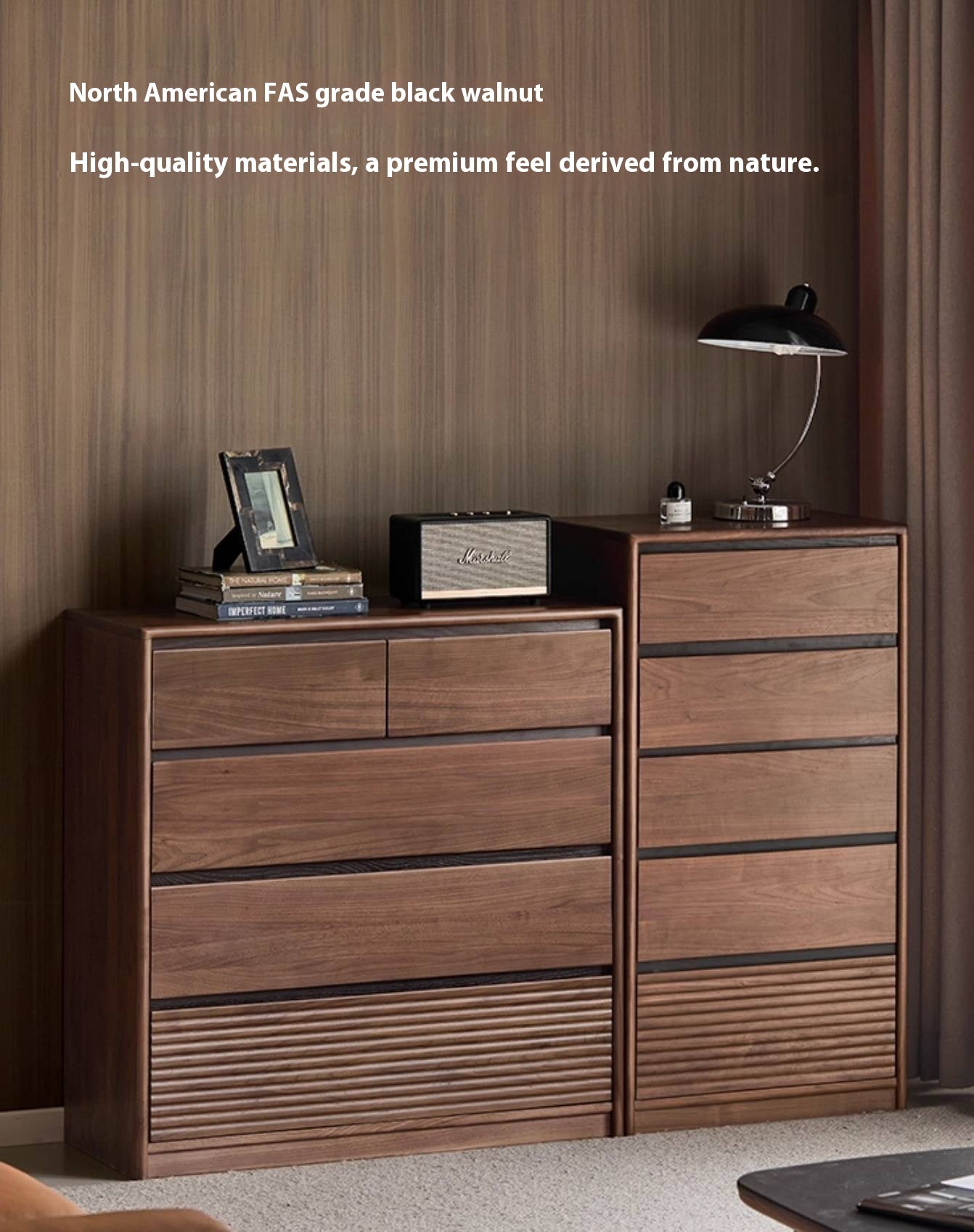 Black Walnut Solid Wood Italian Light Luxury Drawer