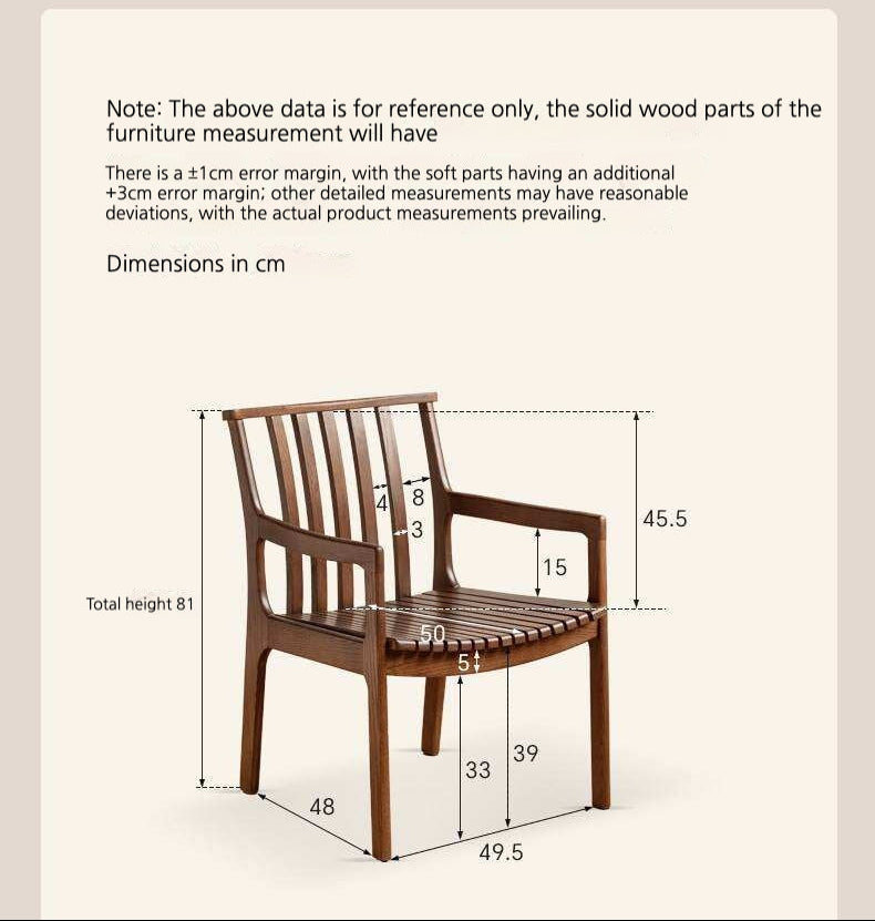 Oak Solid Wood Armchair, dual Reading Chair with Sculpted Back, Home Office Desk Chair