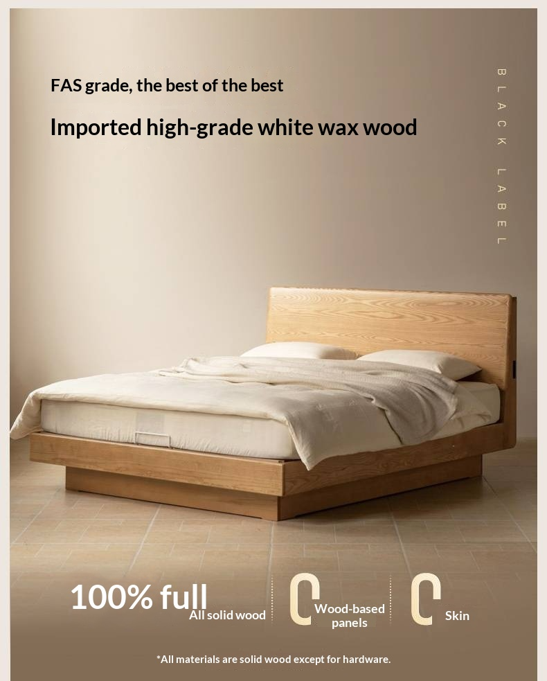 Ash Solid Wood Electric Storage Box Bed — Modern Minimalist Design