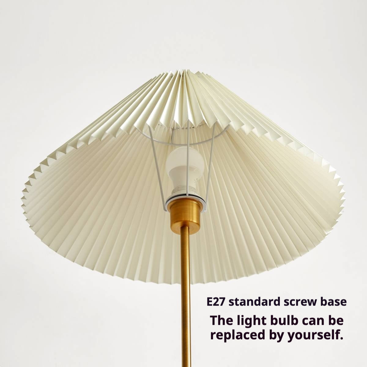 Ash Solid Wood Antique Floor Lamp With A Metal Base