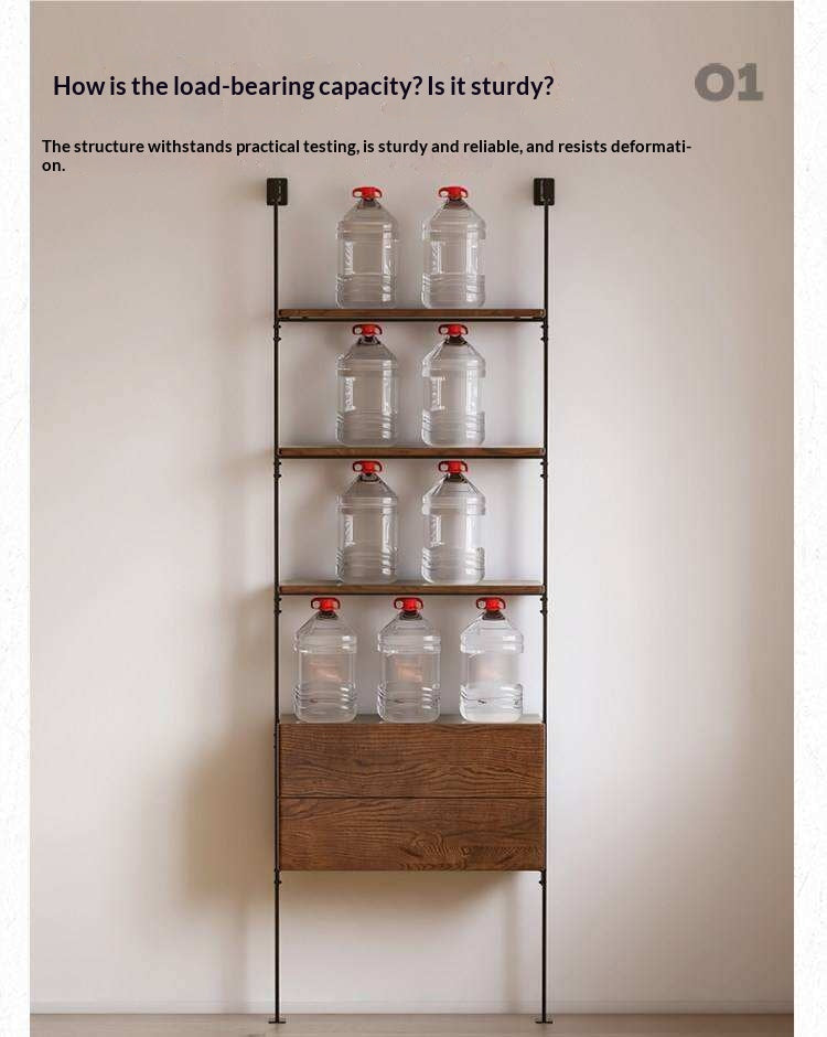 Oak Solid Wood Wall-Mounted Bookshelf Industrial Style