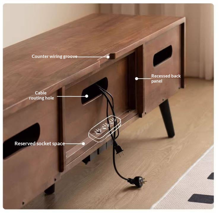 Black Walnut, Solid Sandalwood TV Cabinet Modern Simple.