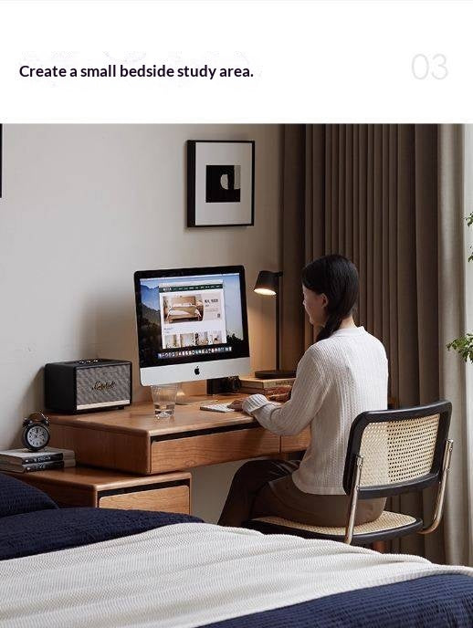 Cherry Solid Wood Retro Retractable Computer Desk