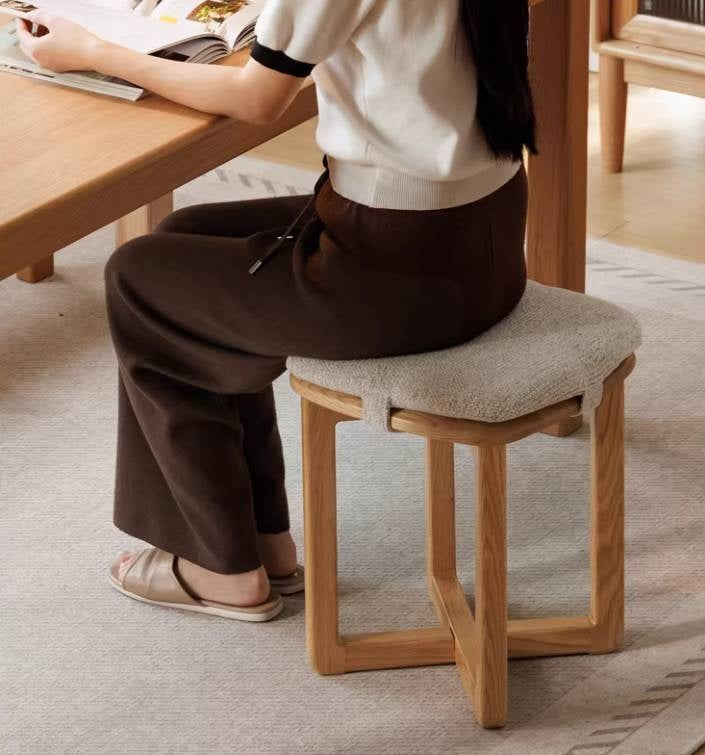 Oak Solid Wood, Rubberwood Solid Modern Simple Makeup Stool
