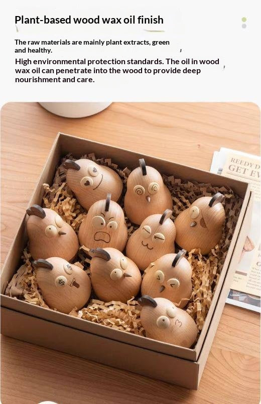 Beech, Black Walnut Solid Wood Tumbler Desk Ornament with Simple Creative Design