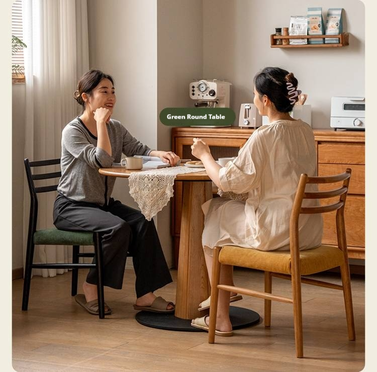 Set 4 pcs Cherry, Ash Solid Wood Artistic Retro Style Dining Chair