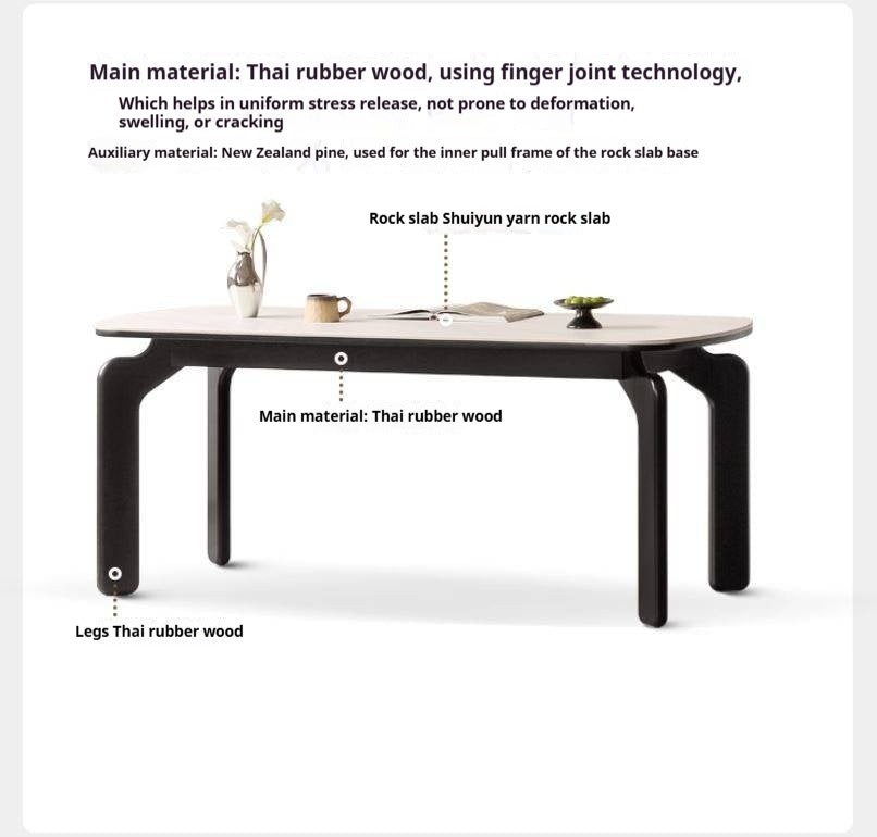 Solid Rubberwood Rock Board Dining Table