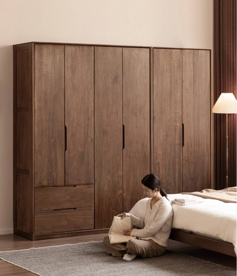 Black Walnut, Sandalwood Solid Wood Large Wardrobe