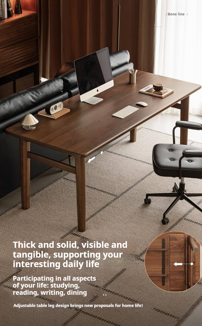 Black Walnut Solid Wood Modern Office Desk