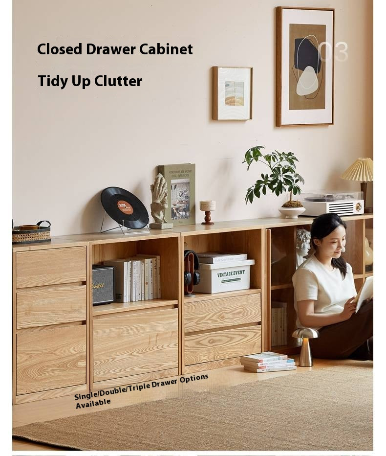 Ash Solid Wood Bookcase Storage Cabinet