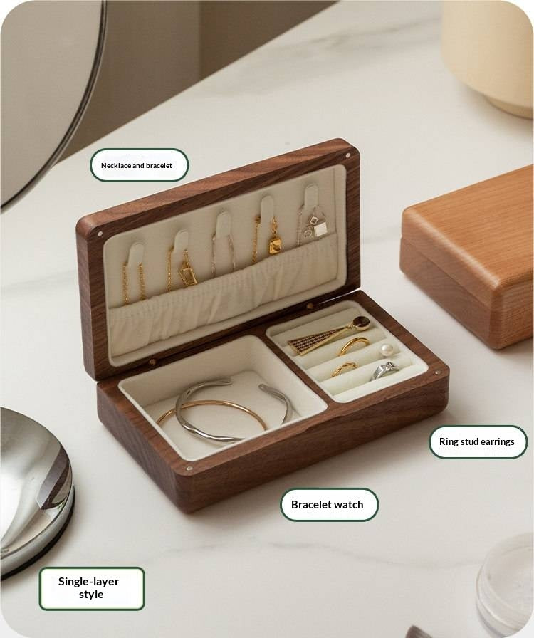 Black Walnut, Cherry Solid Wood Jewelry Box