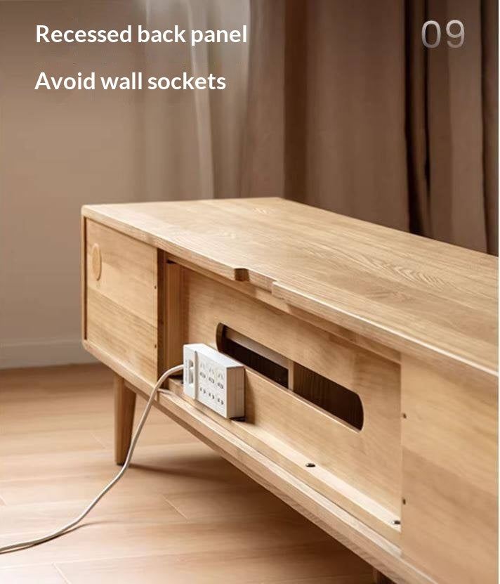 Ash Solid Wood Modern Locker Floor TV Cabinet.