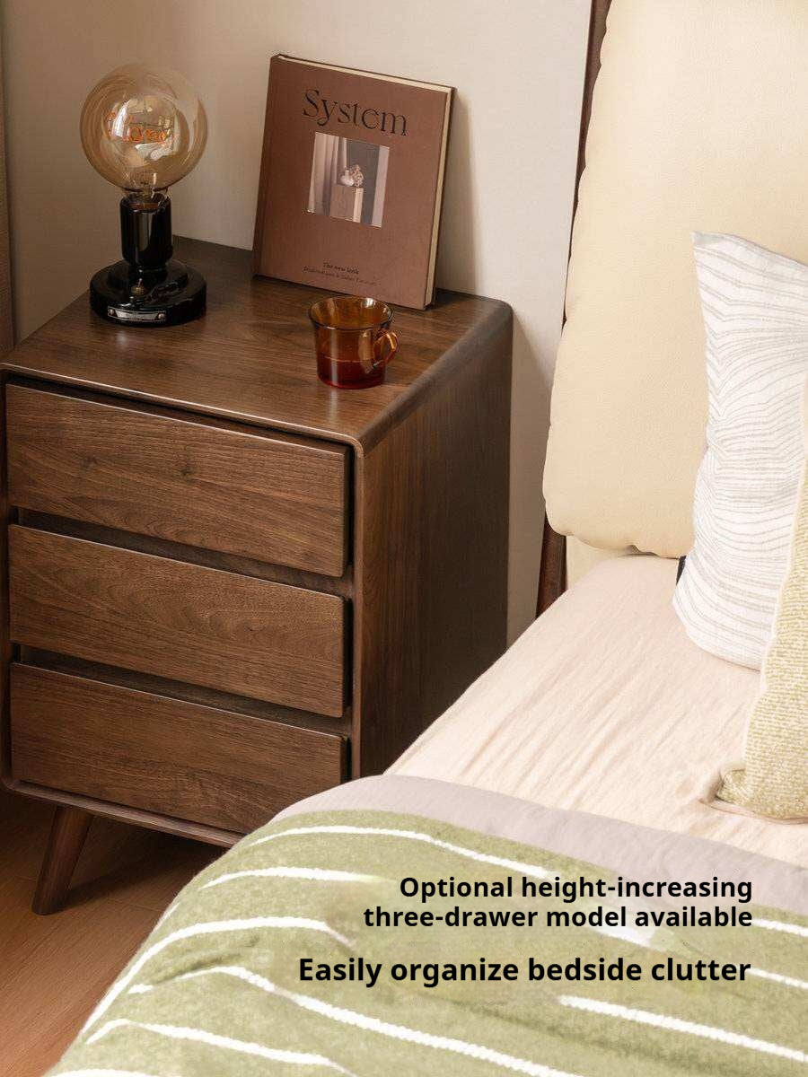 Black Walnut, South American Walnut, White Ash, Oak, Red Zebrawood Solid Wood Classic Nightstand.