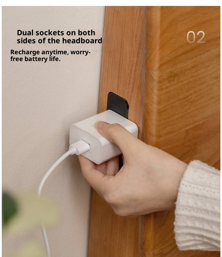 Cherry Solid Wood with Light Floating Bed Retro Simple