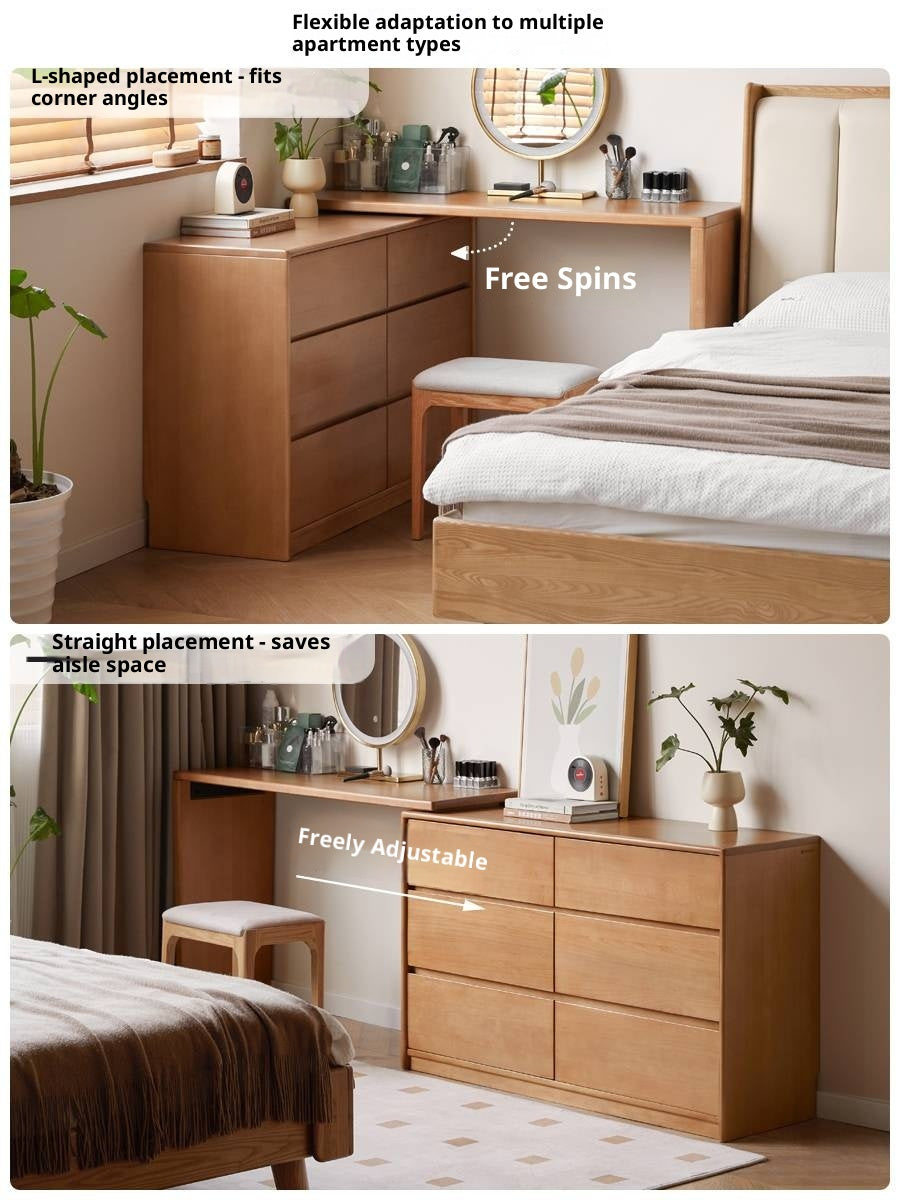 Poplar Solid Wood Modern Minimalist Rotatable Dressing Table