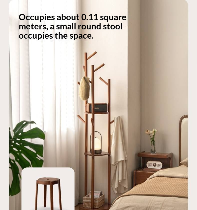 Solid Rubberwood Modern Minimalist Clothes Rack