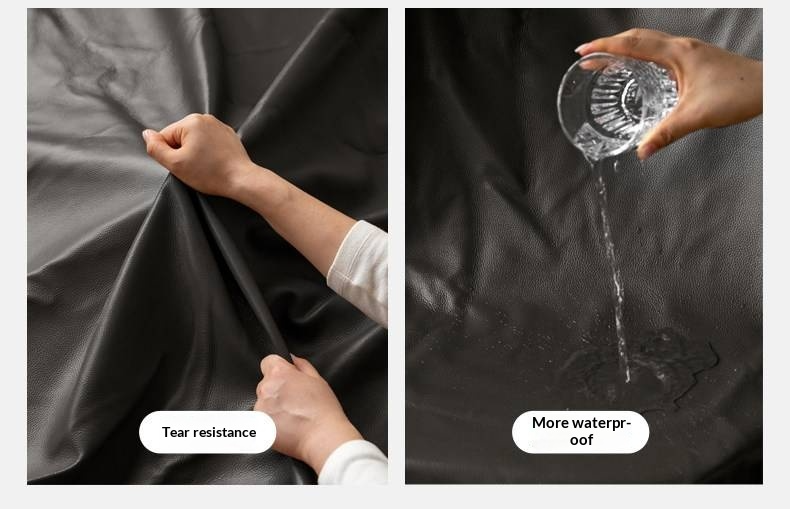 Genuine Leather Bed — Italian Light Luxury, Bauhaus Edge Design, Black Finish