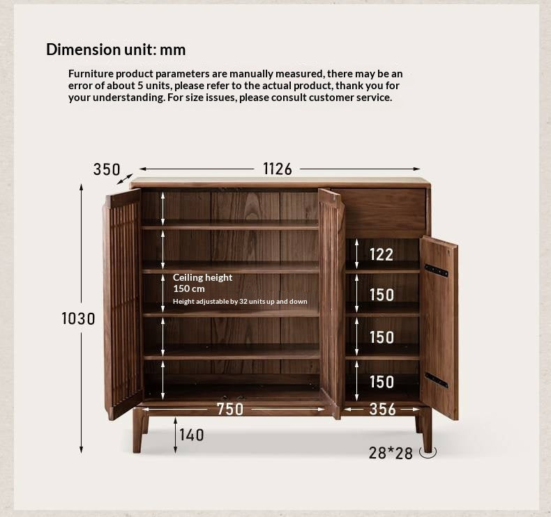 Black walnut, Ash Solid Wood Large Capacity Shoe Cabinet