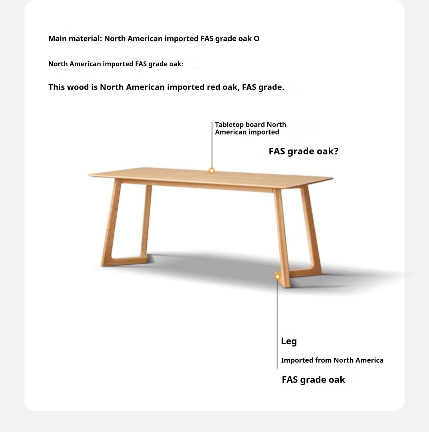 Oak, Ash Solid Wood Large Office Desk