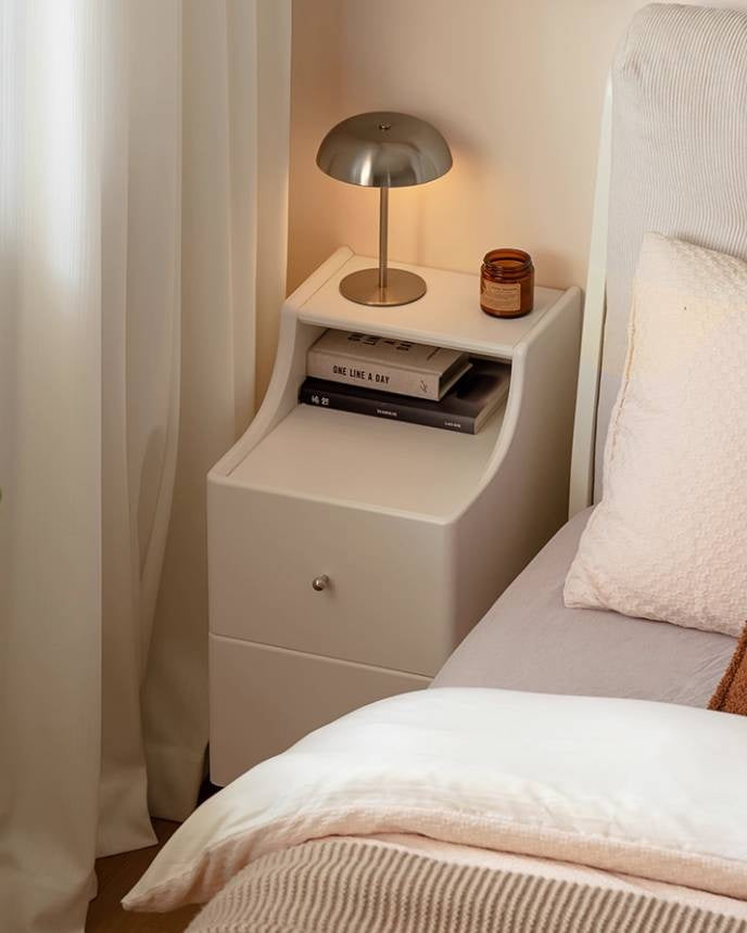 Solid Rubberwood Cream Style Nightstand