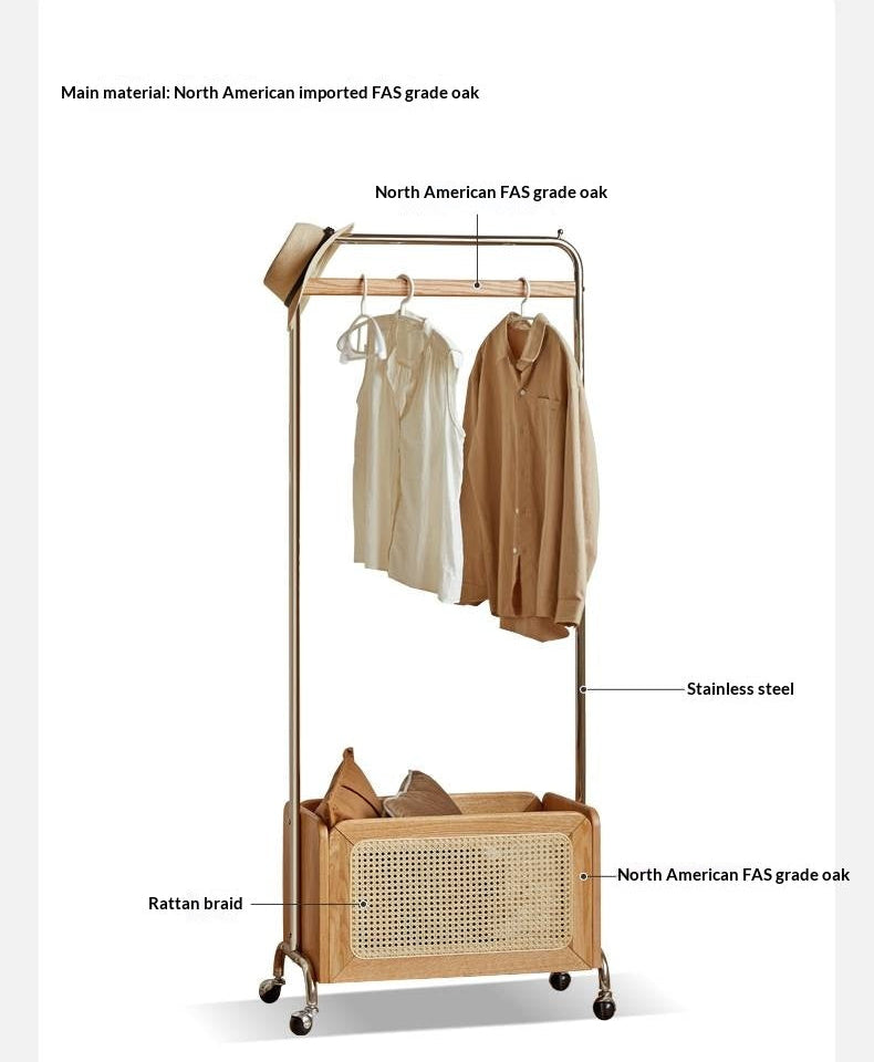 Rubberwood, Oak Solid Wood Rattan Woven Hanger