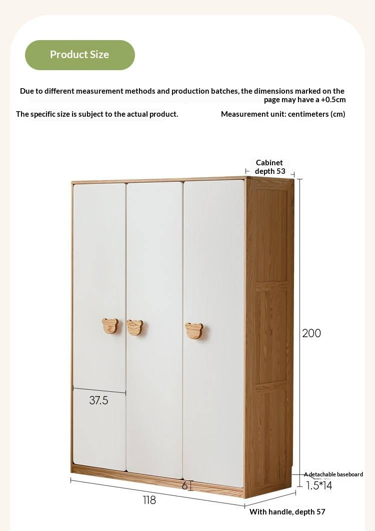 Oak Solid Wood Kids Wardrobe Combination