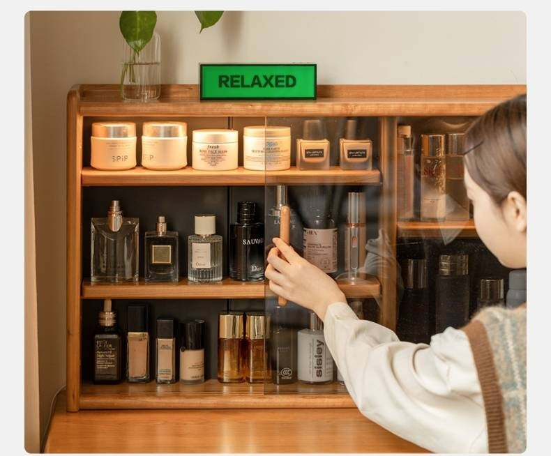 Cherry Solid Wood Retro Skeleton Line Makeup Table