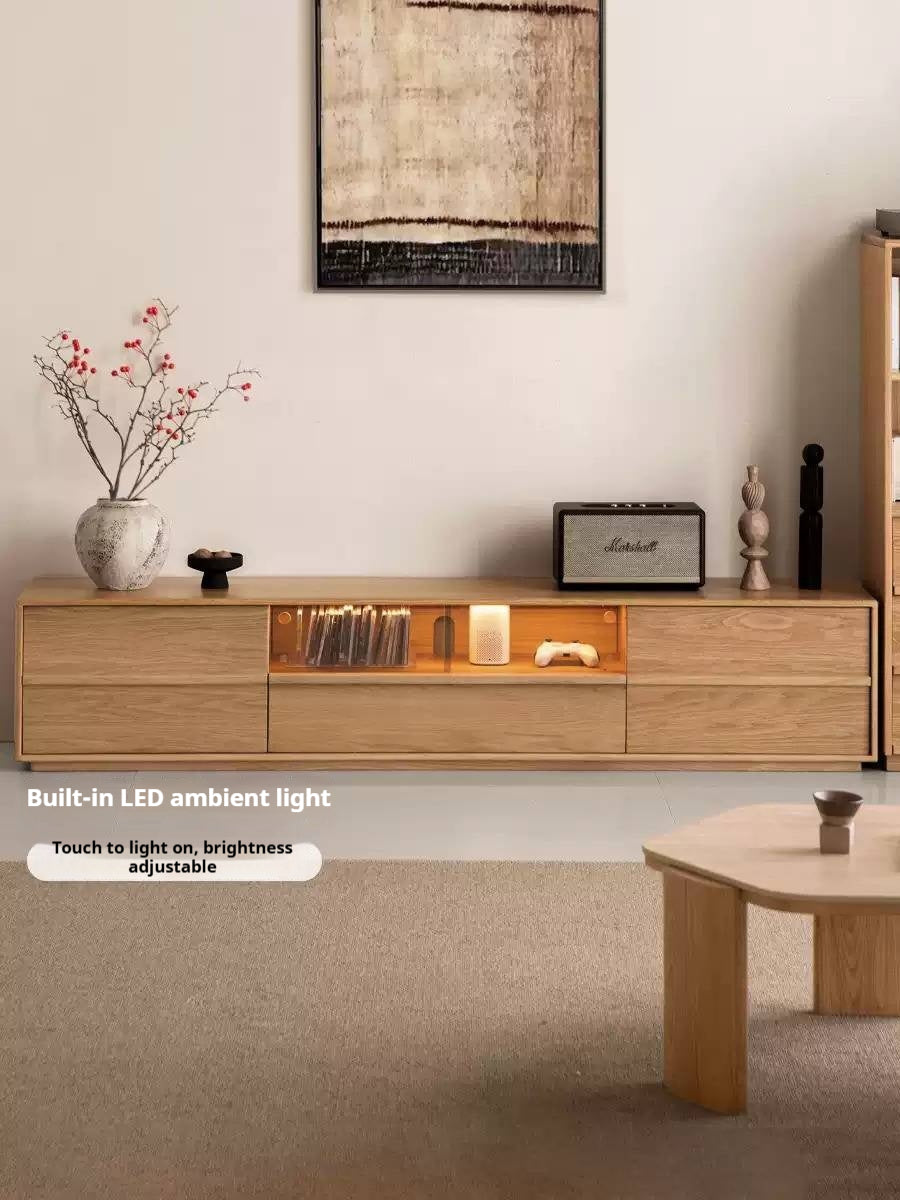 Oak, Ash Solid Wood Wabi-sabi Style TV Cabinet