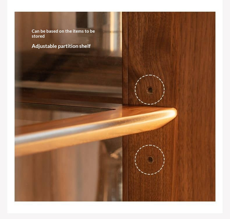 Black Walnut, Ash Solid Wood Modern Study Glass Bookcase