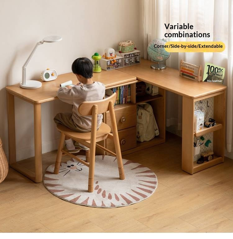 Beech Solid Wood Telescopic Student Writing Desk