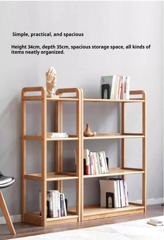 Oak Solid Wood Floor-Standing Bookshelf, Flower Rack