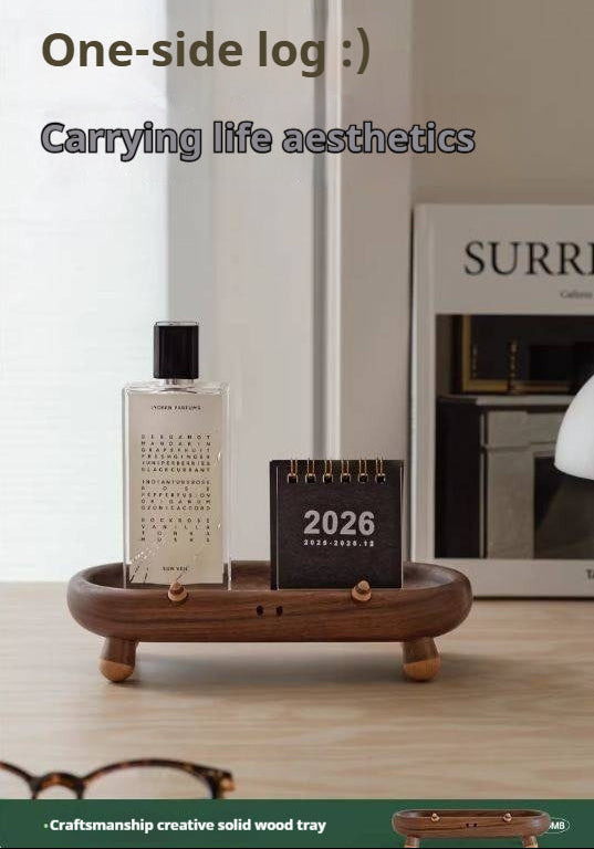 Black Walnut Solid Wood Tray for Snacks, Desserts, and Jewelry Storage