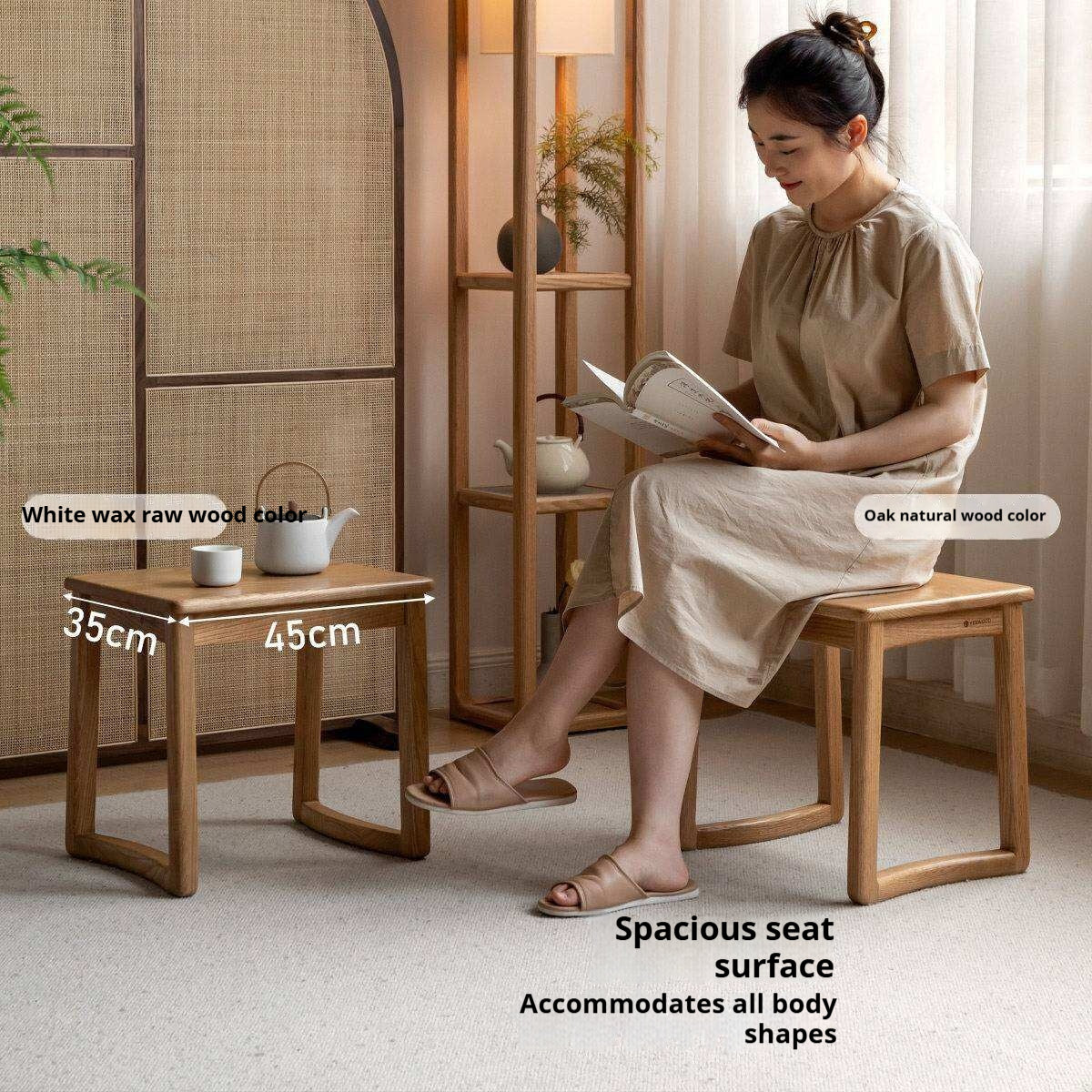 Ash, Oak Solid Wood Modern and Simple Style Tea Stool