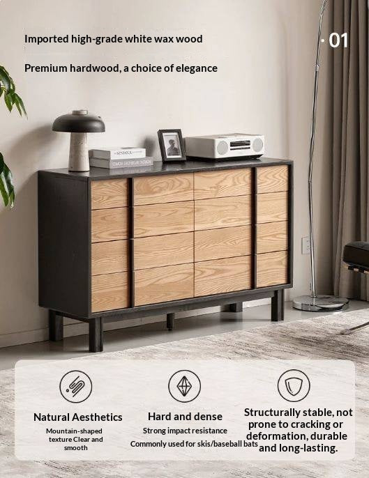 Ash Solid Wood Minimalist Chest of Drawers with Eight Drawers