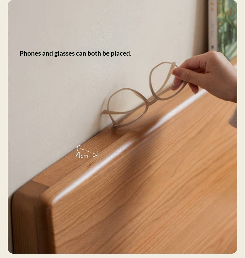Cherry Solid Wood Storage Bed with Side Storage Drawers