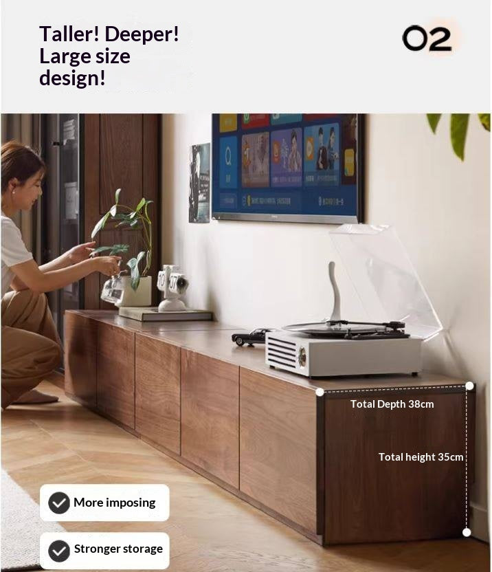 Black Walnut, Ash Solid Wood Floor Splicing Floor TV Cabinet.