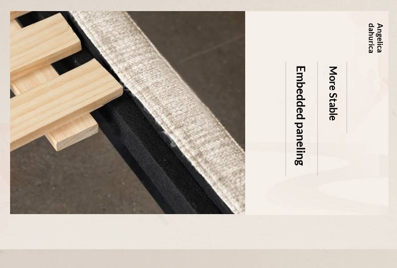 Fabric Beige Soft Bed Modern Style