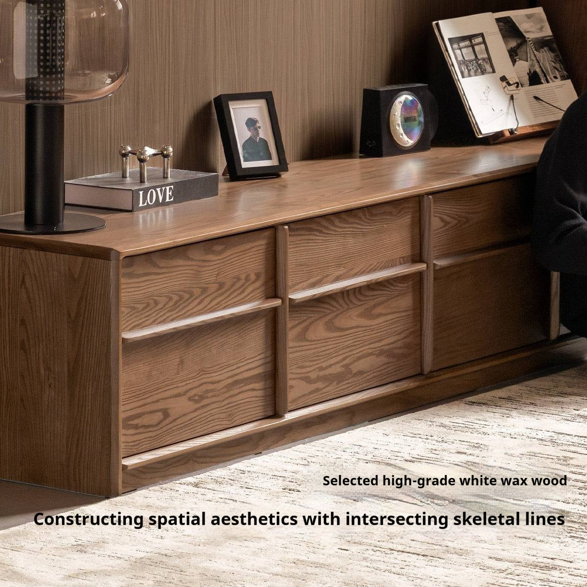 Ash Solid Wood Italian Luxury Floor-Standing TV Cabinet