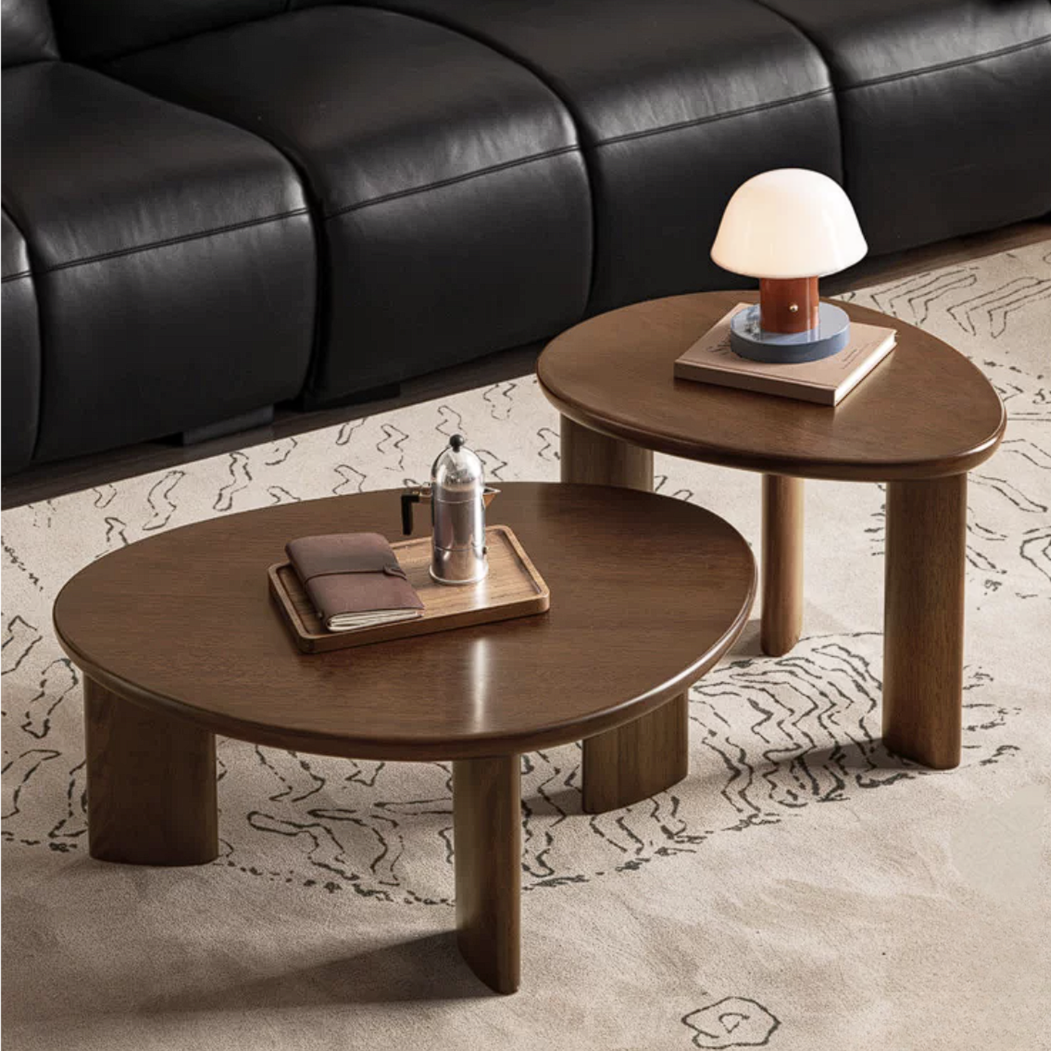 Golden Pearwood Solid Wood Coffee Table with Sculptural Form and Italian Inspired Design