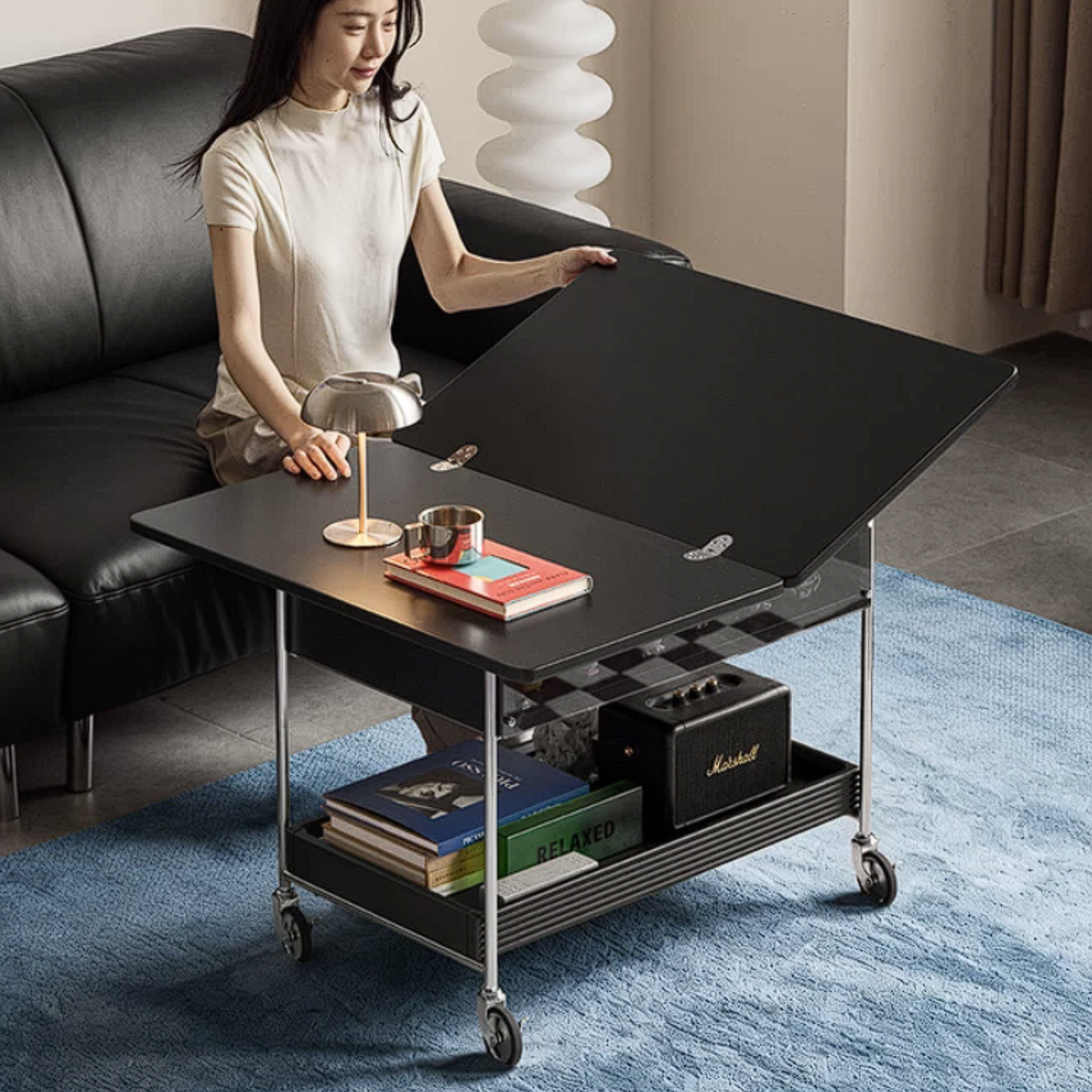 Tulipwood Solid Wood Foldable Coffee Table with Mobile Design