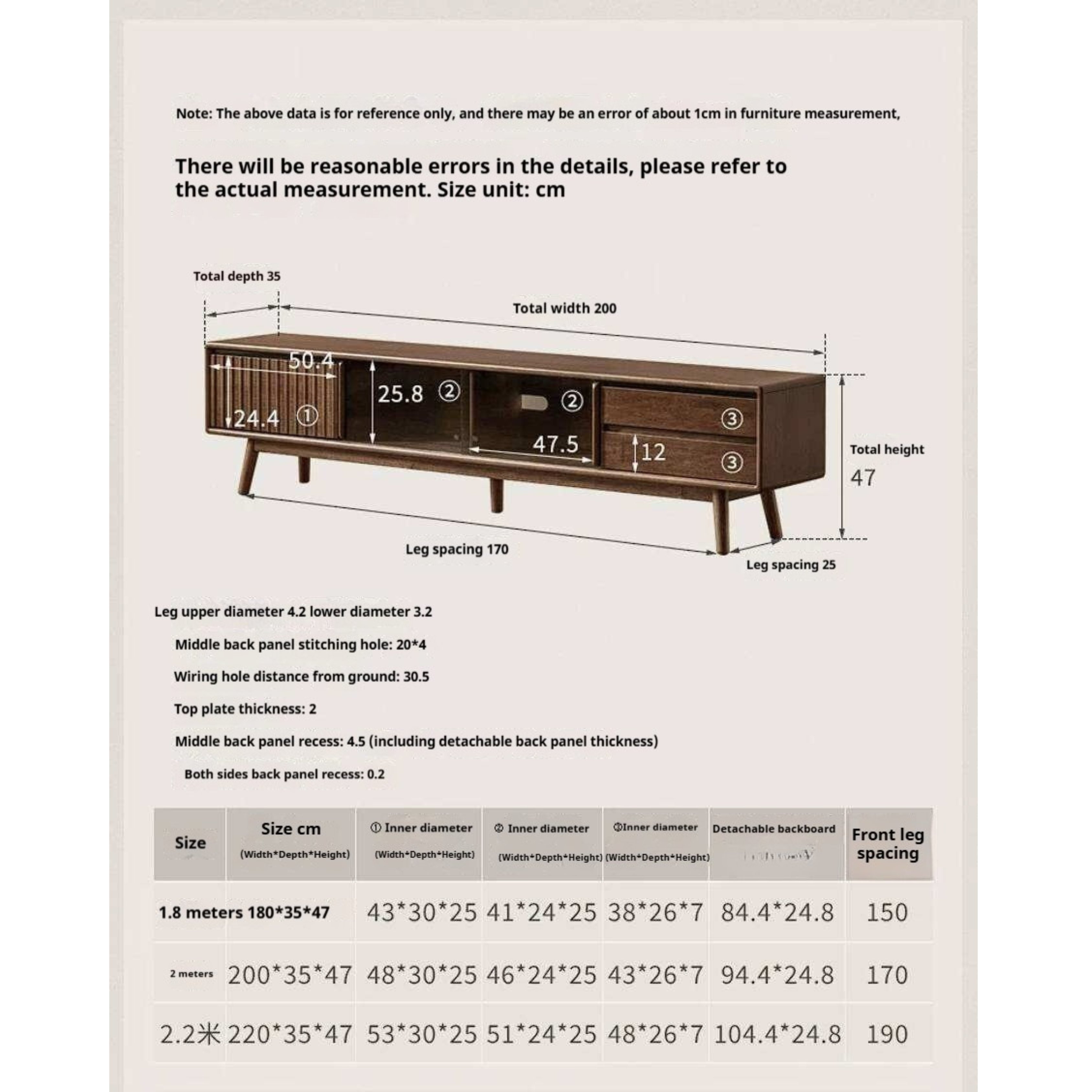 Golden Pear Solid Wood TV Cabinet with Sliding Door Storage Cabinet