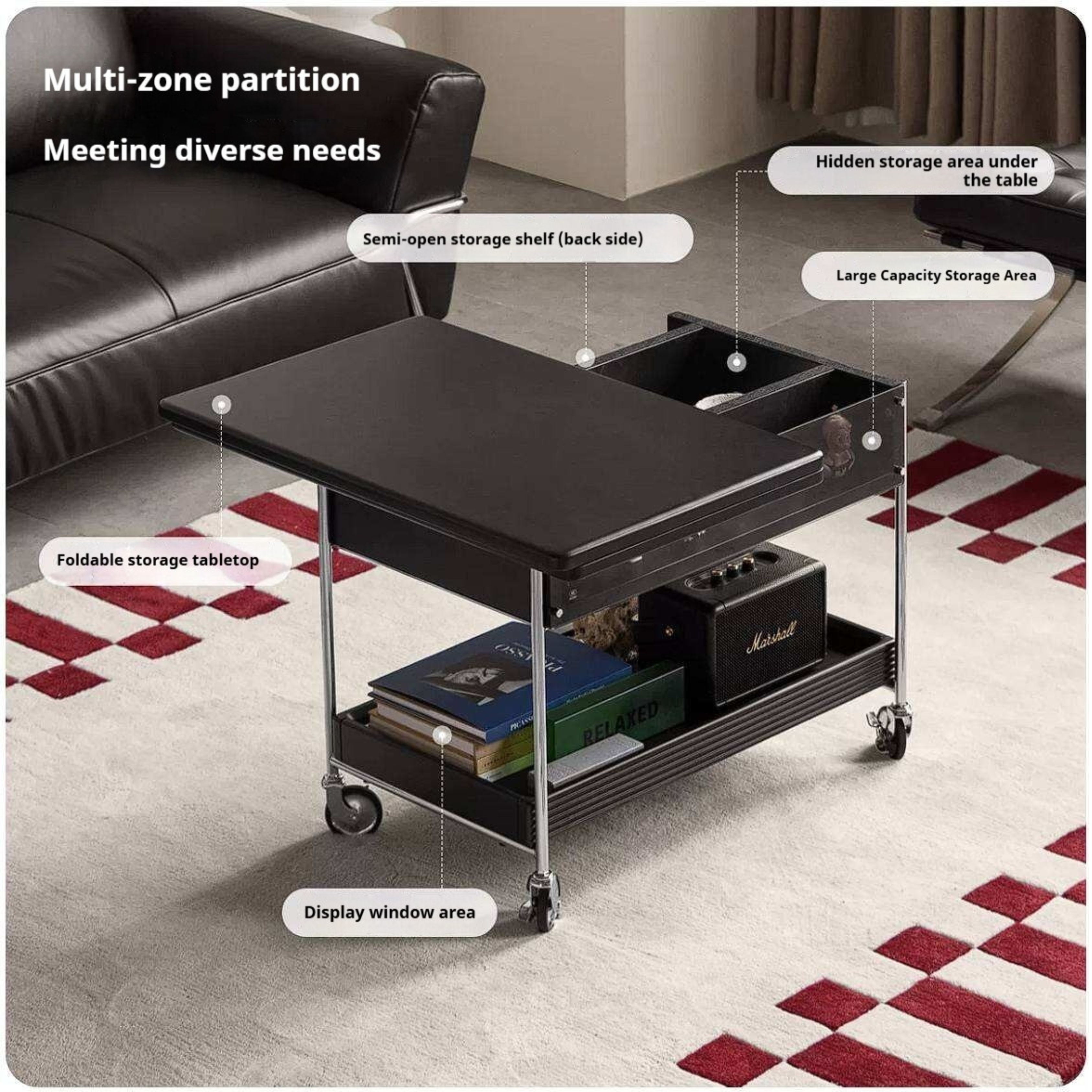 Tulipwood Solid Wood Foldable Coffee Table with Mobile Design